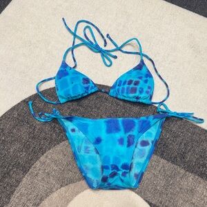 Blue Tie-Dye Bikini Set